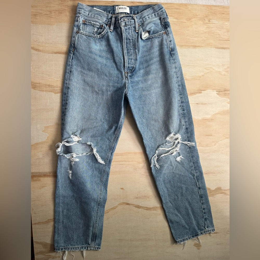 Agolde 90’s Pinch Waist Blue Denim Jeans Size 24 LA Luxury Denim